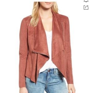 Blank NYC Faux Suede Drape Front Jacket